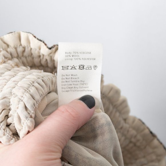 Nanushka Private Pant Houndstooth Check Wide Leg Smocked Waist J25 - Picture 11 of 11